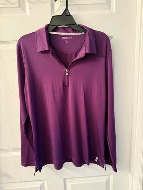 Magellan Purple Long Sleeve Zip Polo Tee